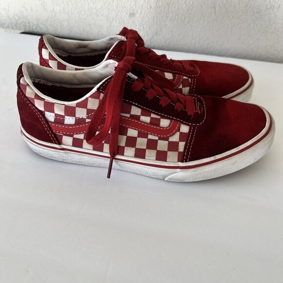 vans old skool red and white youth sz 5.5 lace up checkered - Picture 5 of 10